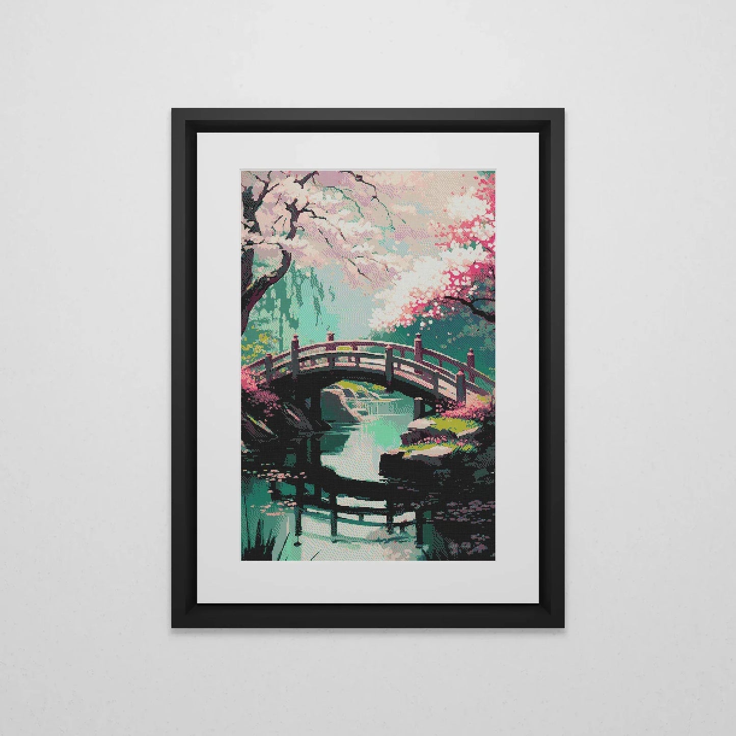 Japanese Garden Cross Stitch Pattern | Japan Landscape Cross Stitch Chart | Asian Landscape Cross Stitch Art | Large Cross Stitch