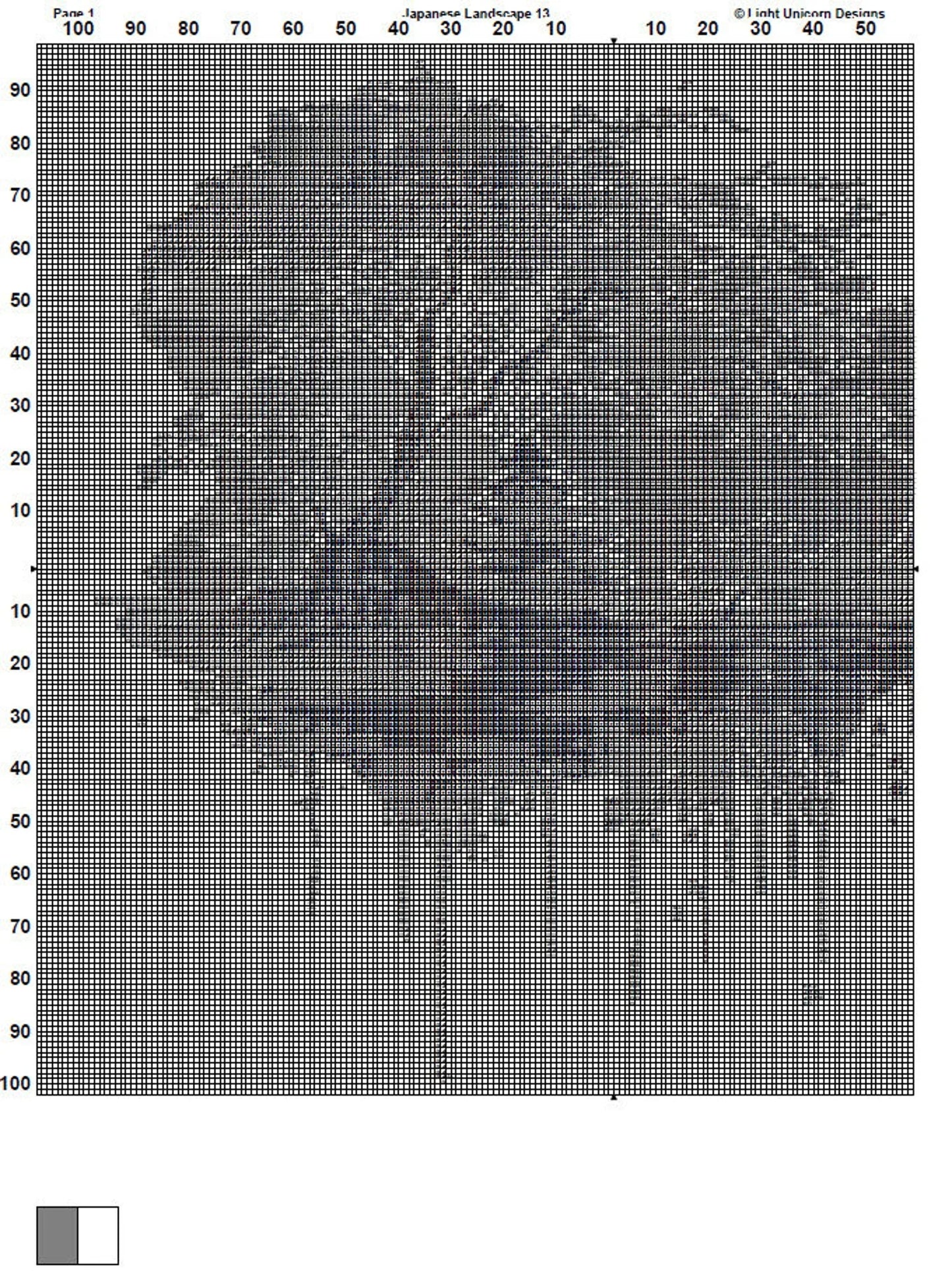 Japanese Landscape Cross Stitch Pattern 13 Instant PDF Download - Cherry Blossom Tree Watercolor Cross Stitch Pattern - Japan Cross Stitch