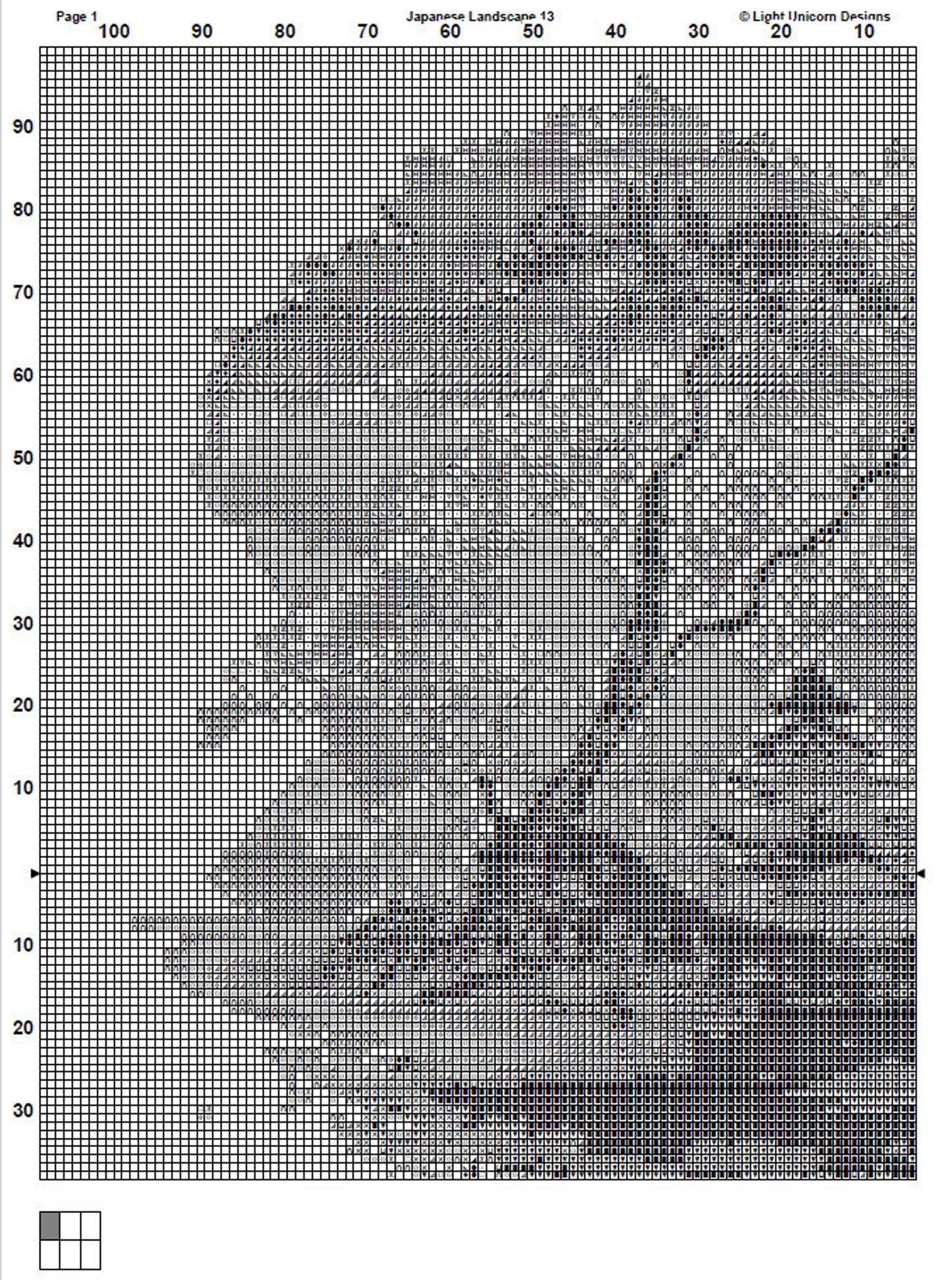Japanese Landscape Cross Stitch Pattern 13 Instant PDF Download - Cherry Blossom Tree Watercolor Cross Stitch Pattern - Japan Cross Stitch