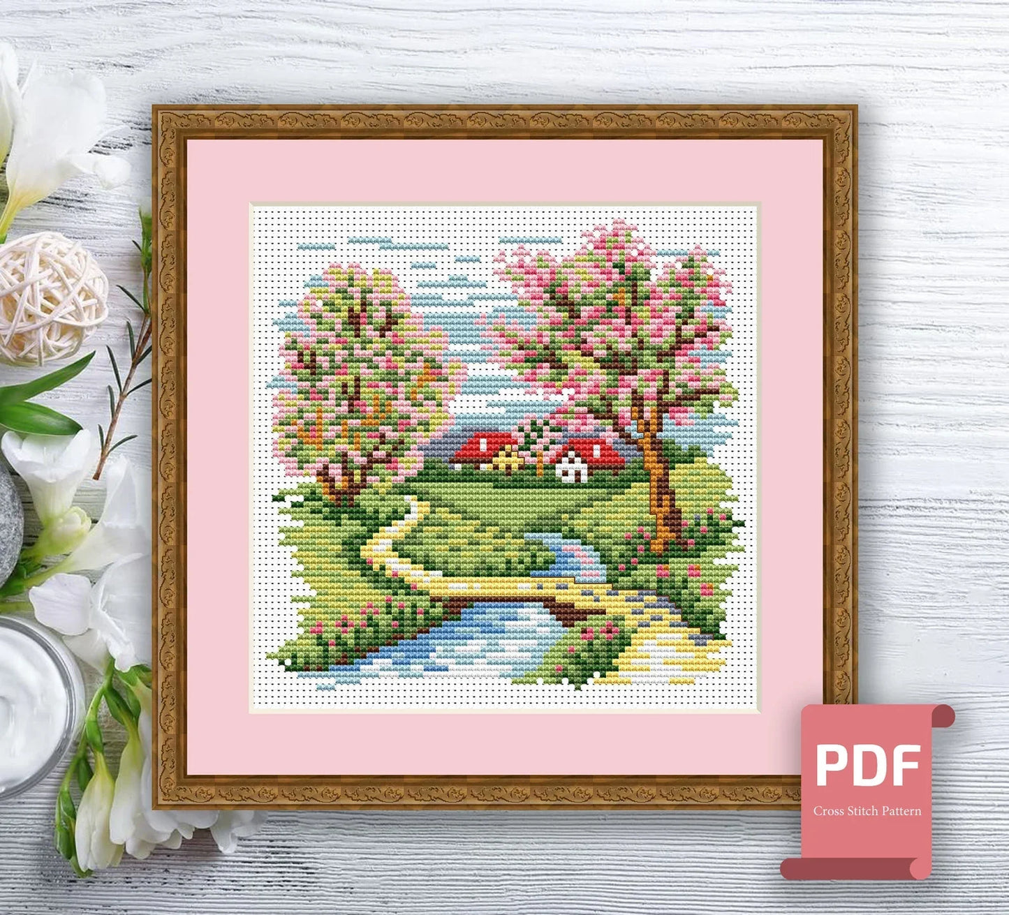 Set of 4 Seasons Landscape Cross Stitch Pattern | Seasons Cross Stitch Pattern | Four Seasons | Modern Cross Stitch | Download PDF #ssn050