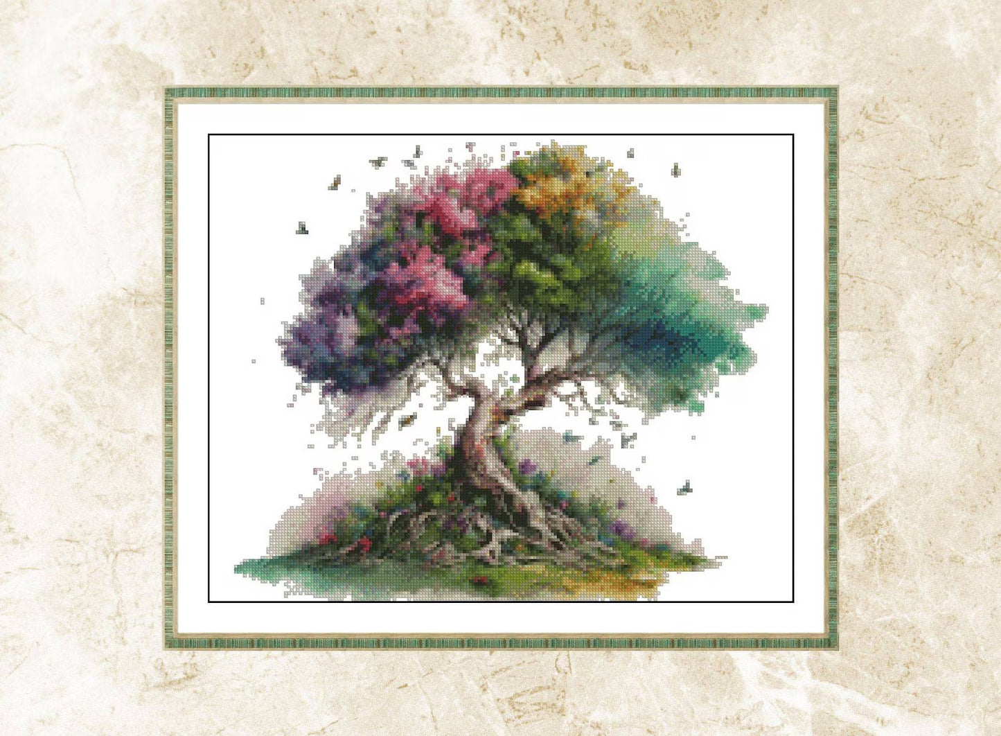 Watercolor Cross Stitch Pattern,Tree life Colorful,Landscape,Pattern Keeper,xstitxh,Embroidery,Pdf,Instant Download