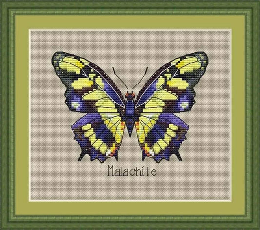 Butterfly cross stitch pattern, malachite butterfly cross stitch pattern