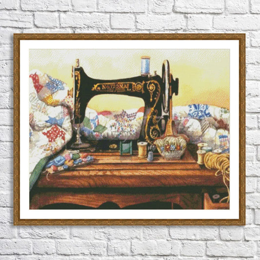 Vintage sewing machine #2, Counted Cross Stitch Pattern, Digital Pattern, Sewing room Pattern, Hand Embroidery, Needlepoint chart