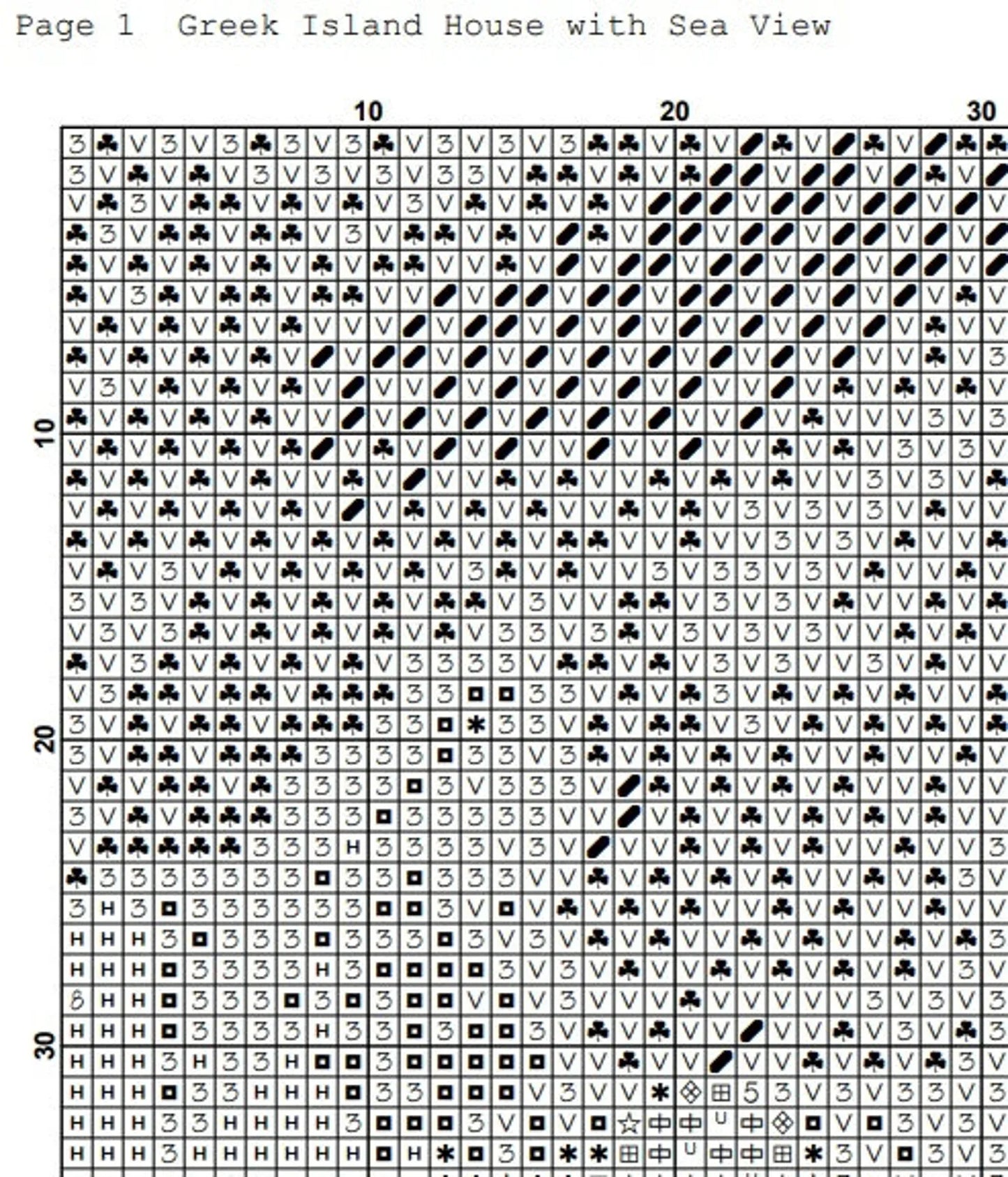 Cross Stitch Pattern,Greek Island House With Sea View,Pdf Instant Download,Greece Cityscape,X Stitch Chart,Santorini,Mykonos,Full Coverage