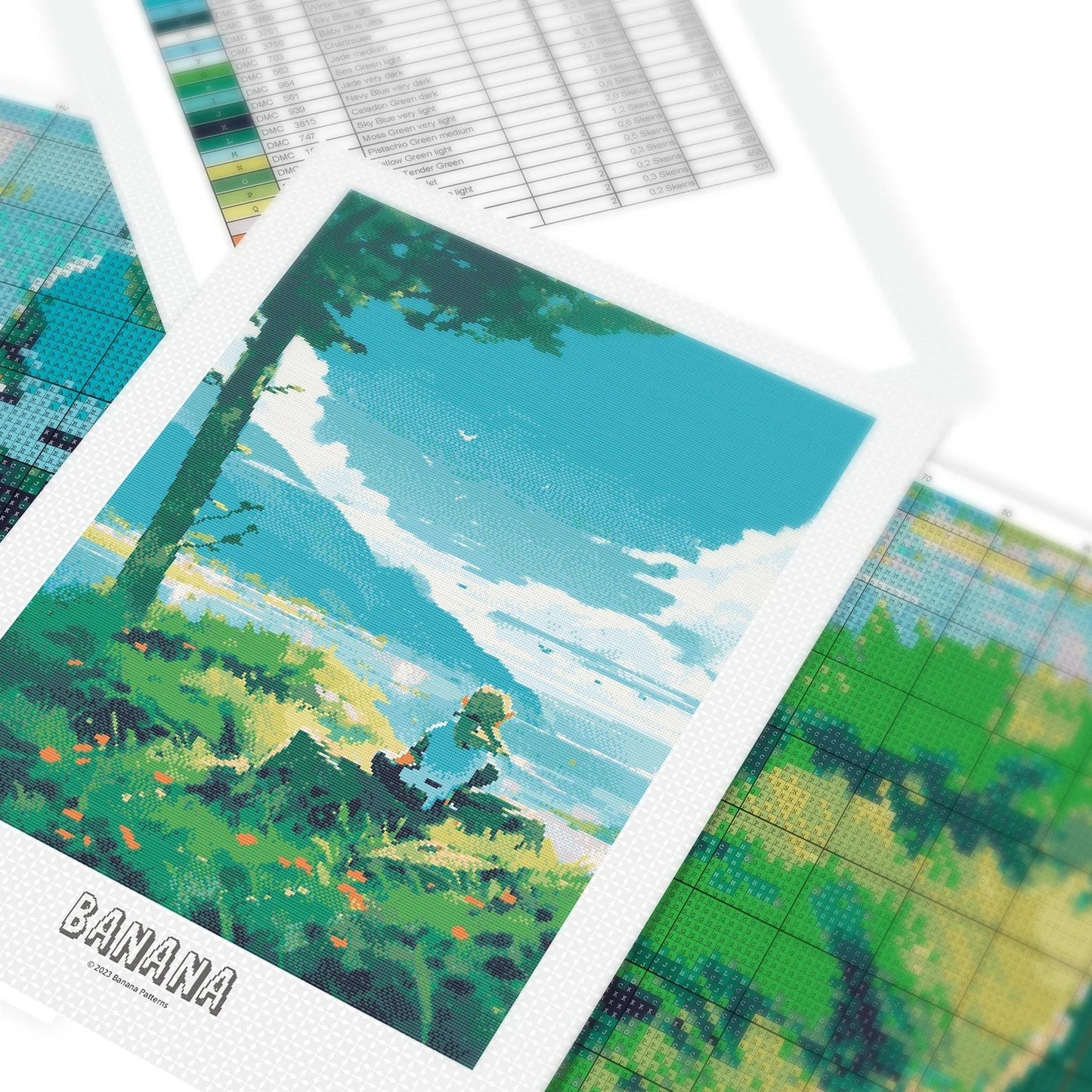 Zelda inspired Cross Stitch Pattern | BOTW TOTK Landscape Cross Stitch | Nature Patterns | Large Counted Cross Stitch PDF
