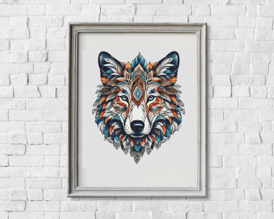 Aztec Wolf Cross Stitch Pattern - PDF Download