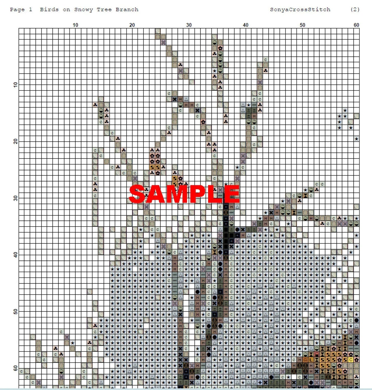 Bird Cross Stitch Pattern,Robin Bird In Winter,Landscape,Pattern Keeper,Embroidery,Needlework,PDF, Instant Download