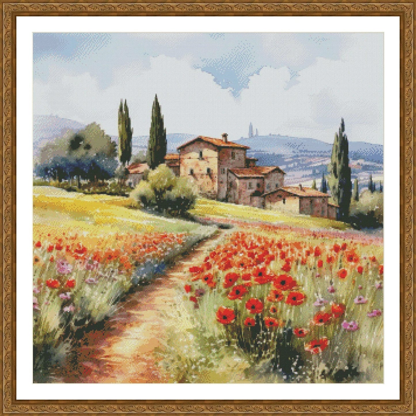 PDF Tuscany Field Counted Cross Stitch Pattern, Landscape design, Instant Download Digital Format