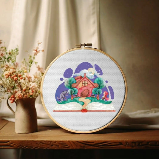 Wolf And Girl Story Book Cross Stitch Pattern ,Art X Stitch , Instant Download, Pdf , Fairytale Story Book
