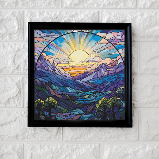 Mountain sunset cross stitch pattern full coverage PDF