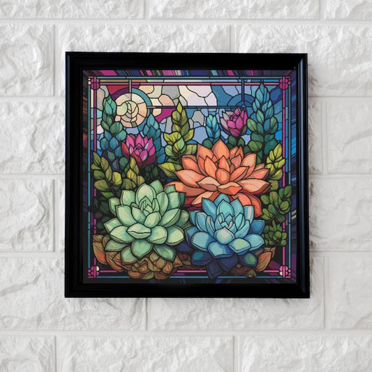 Succulent stained glass cross stitch pattern full coverage PDF