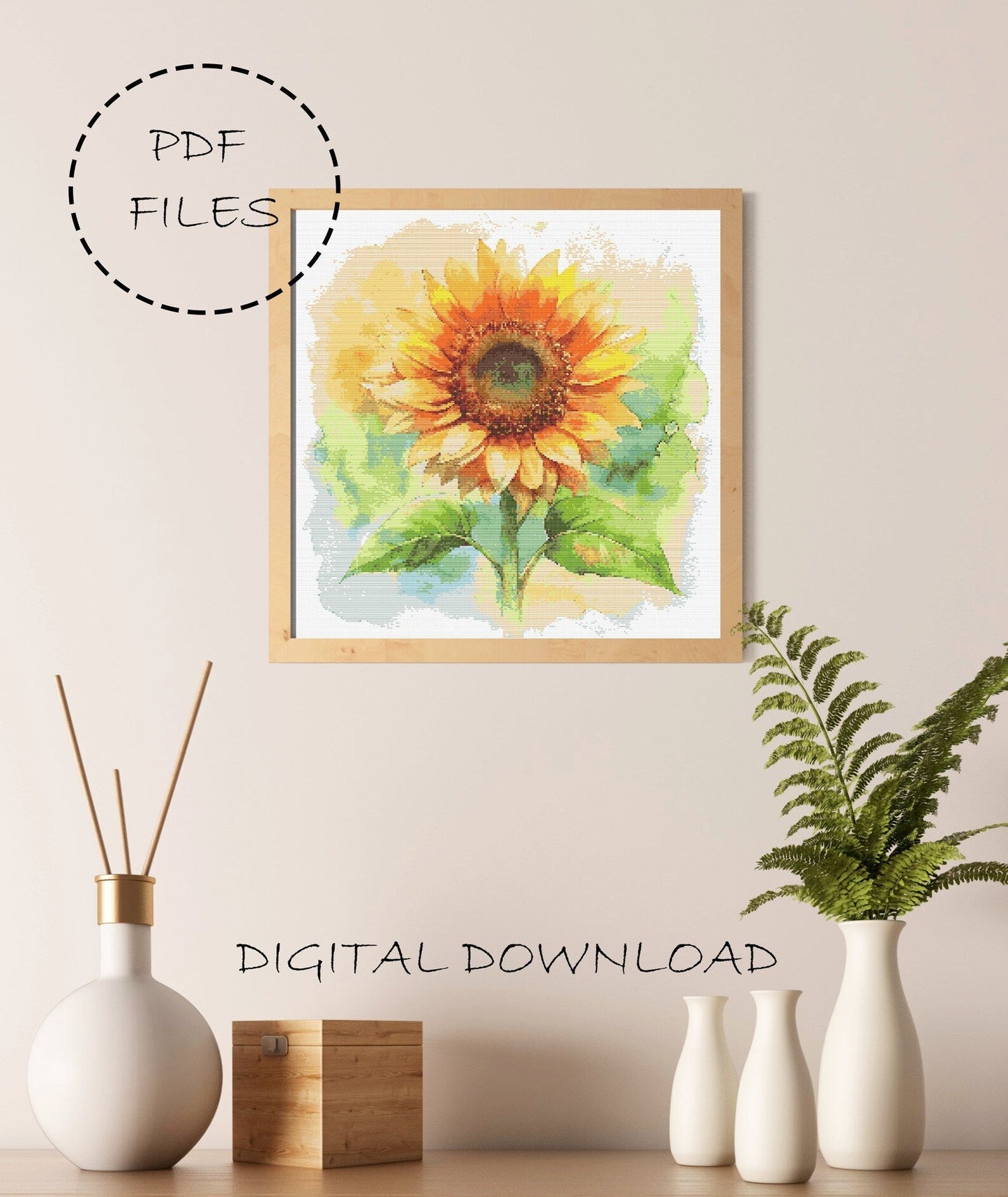 Flower Cross Stitch Pattern | Sunflower Cross Stitch | Flower Embroidery Design | Modern Cross Stitch | Flower Cross Stitch Kits