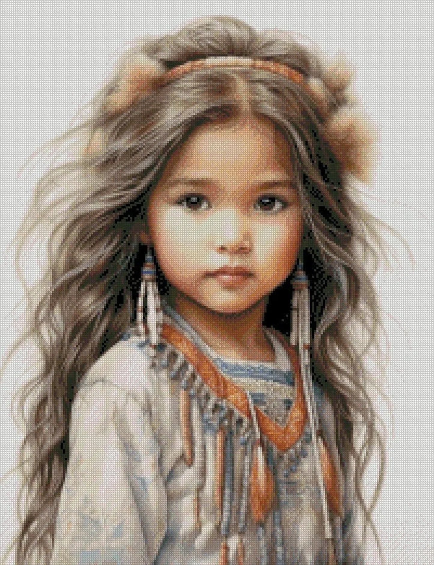 Little Girl - Counted Cross Stitch Patterns - Printable Chart PDF Format Needlework Embroidery Crafts DIY DMC color