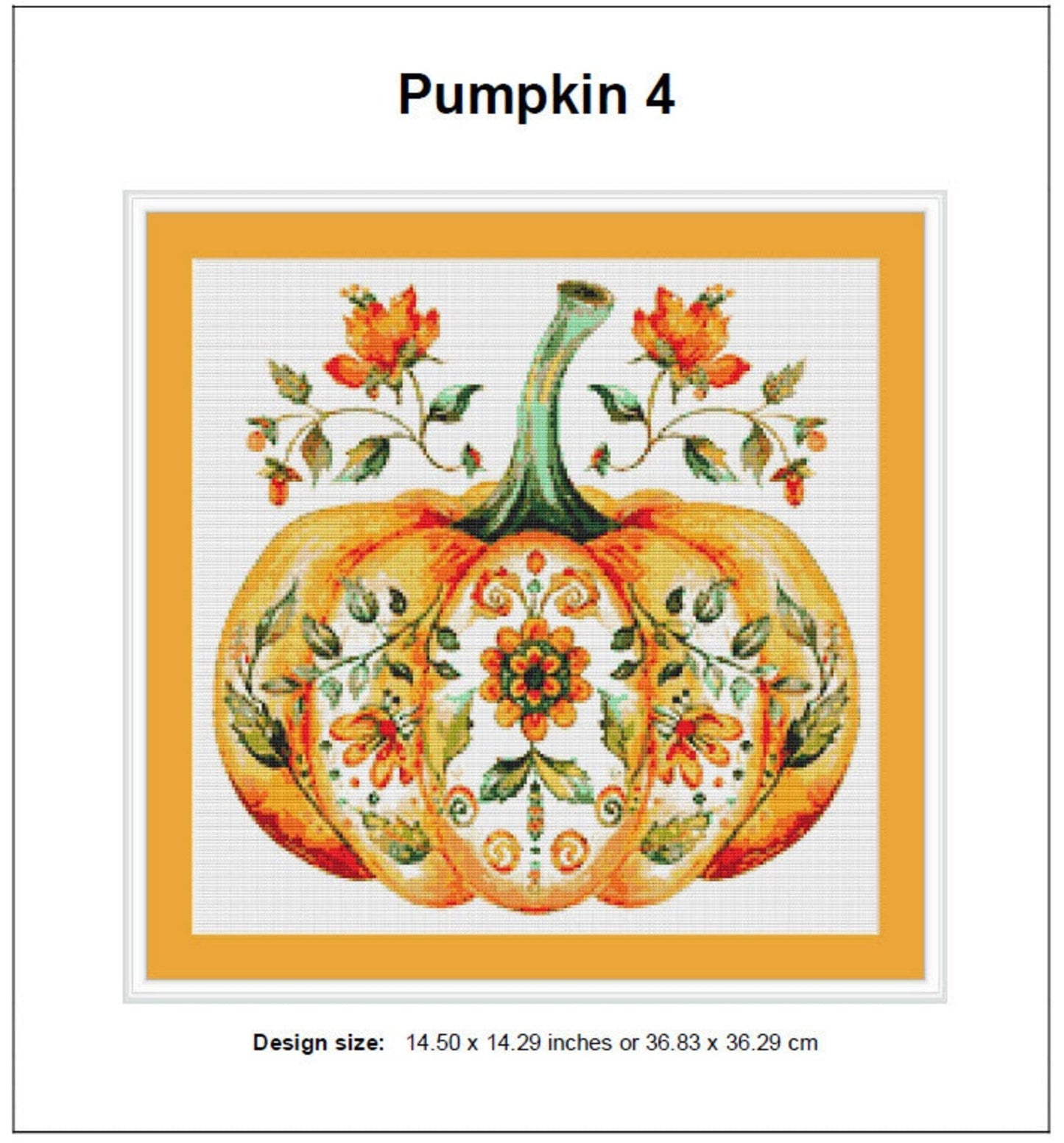 Pumpkin Cross Stitch Pattern 4 Instant PDF Download - Autumn Watercolor Cross Stitch Pattern - Halloween Cross Stitch Pattern