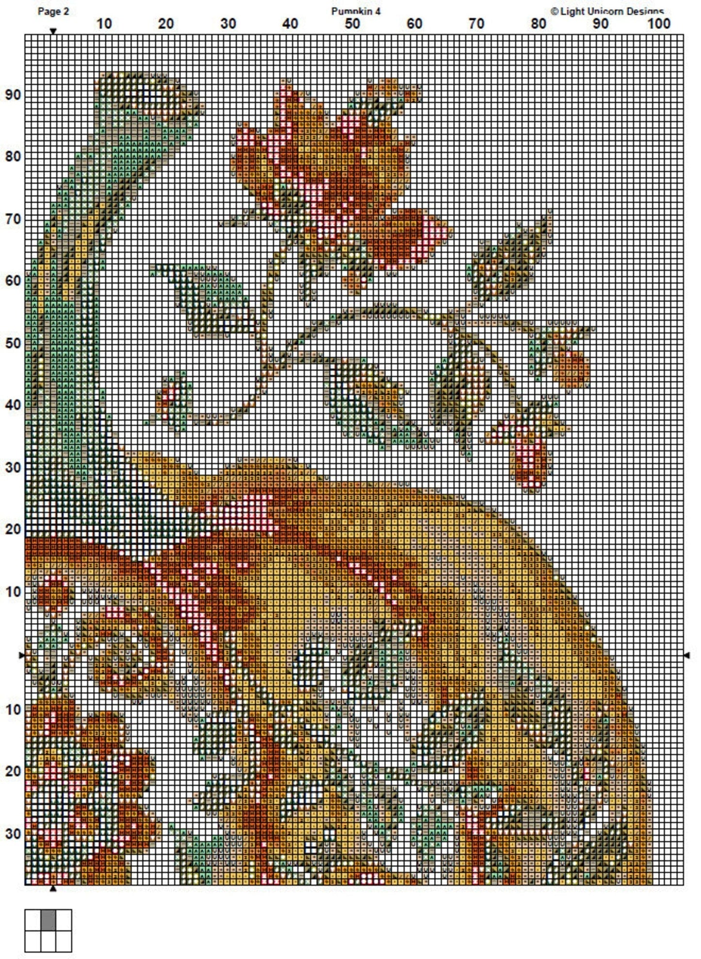 Pumpkin Cross Stitch Pattern 4 Instant PDF Download - Autumn Watercolor Cross Stitch Pattern - Halloween Cross Stitch Pattern