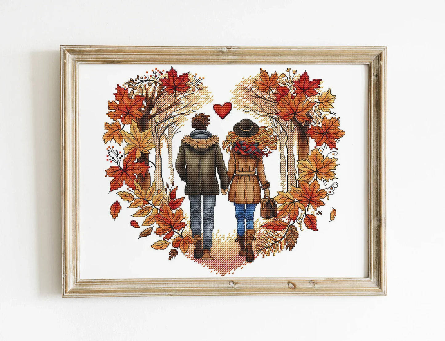 Autumn Cross Stitch Pattern PDF, Autumn Leaves Embroidery, Funny Gift, Embroidery Design Digital File, Autumn love Hand Embroidery