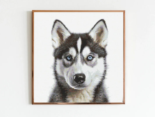 Husky Puppy Dog Cross Stitch Pattern Sewing Embroidery DMC Wildlife Africa Animal Nursery Artwork Scandi Doggo Minimal Dog Pet Gift