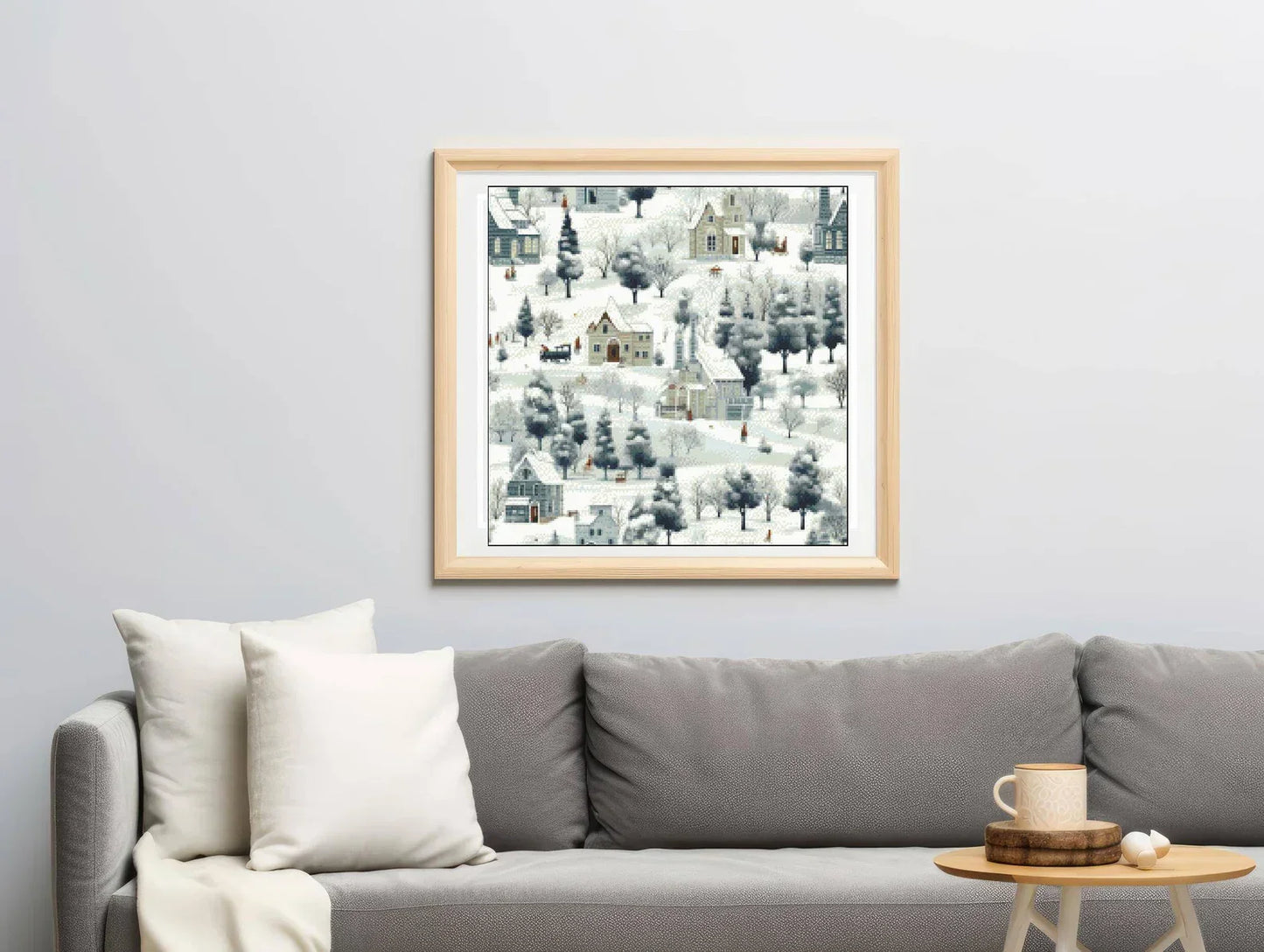 Watercolor Cross Stitch Pattern,Nostalgic Village Scene in Snowy,City,Landscape,Winter,Victorian Style,Pattern Keeper,Pdf,Instant Download