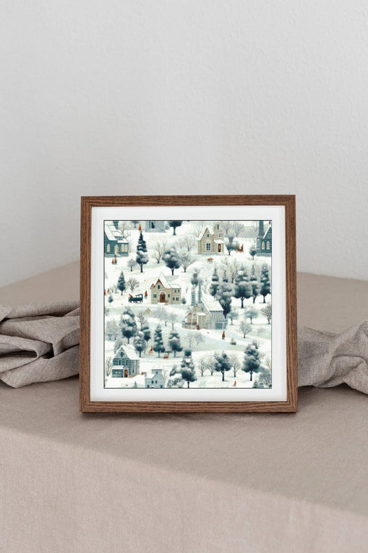 Watercolor Cross Stitch Pattern,Nostalgic Village Scene in Snowy,City,Landscape,Winter,Victorian Style,Pattern Keeper,Pdf,Instant Download