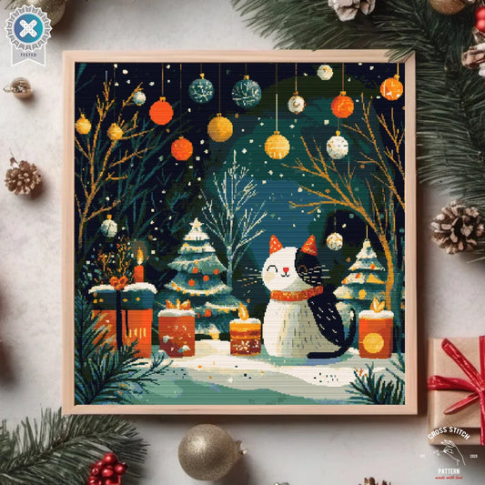 Christmas cross stitch pattern Advent calendar embroidery Cat lover's Christmas decor Snow Globe cross stitch Christmas tree ornament decor