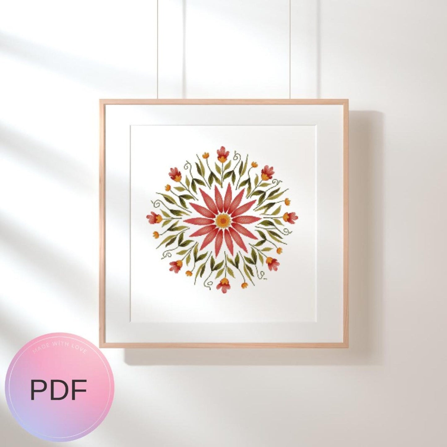 Floral Mandala 2 Pattern Cross Stitch Pattern , Watercolor X Stitch Chart , Instant Download , Pdf