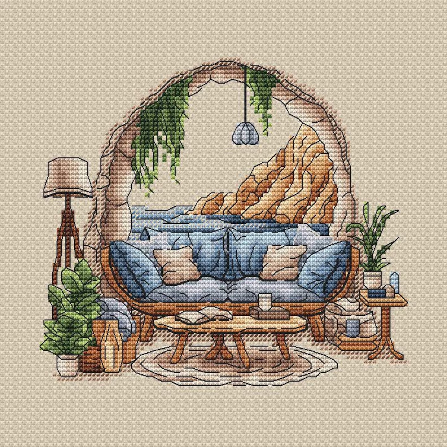 Sea Cross Stitch Pattern PDF, Ocean coast Cross Stitch, Sea Ornament, Home Decor, Ocean Embroidery Design Instant Download Digital File