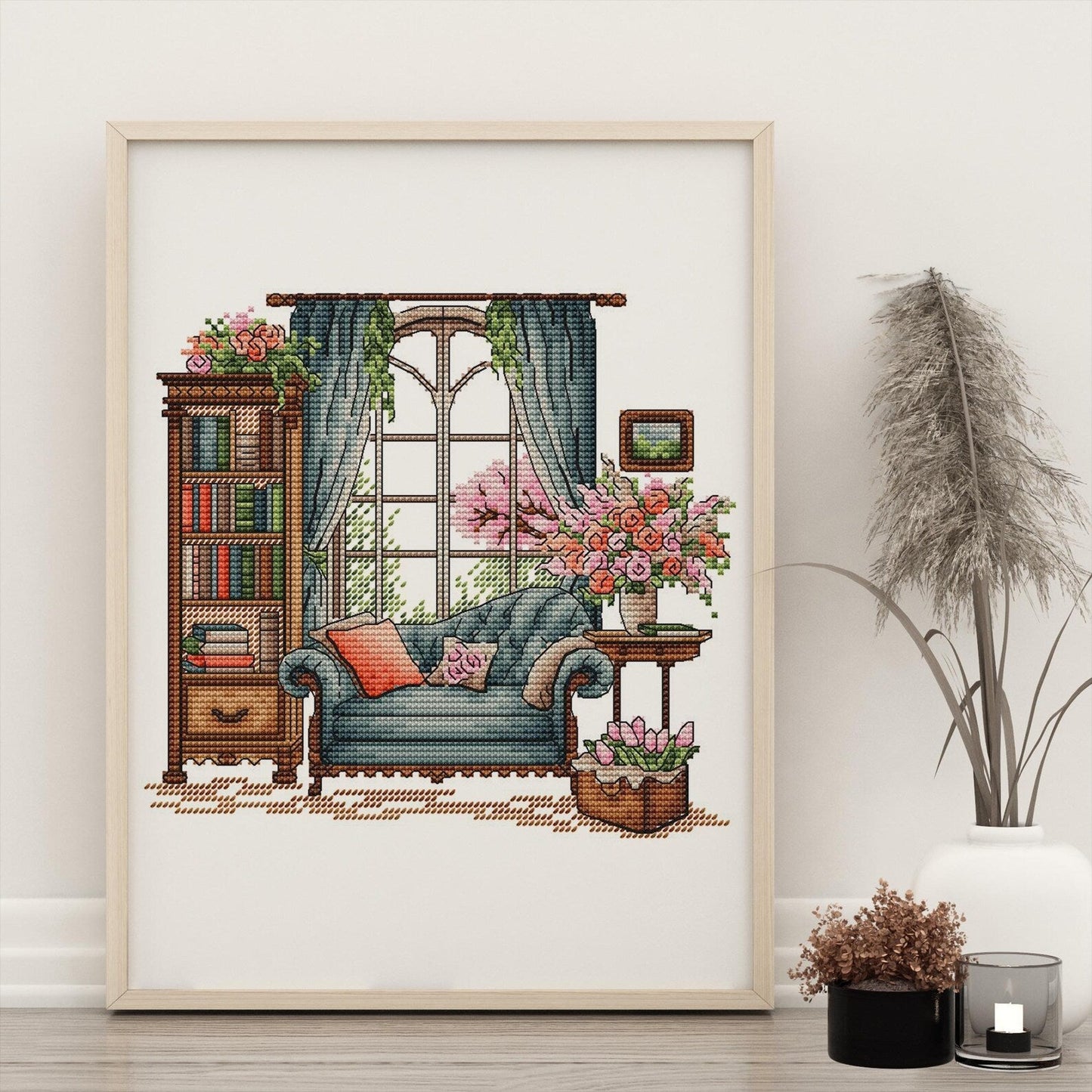 Spring Cross Stitch Pattern PDF, Spring Embroidery, Flowers Cross Stitch, Vintage Embroidery, Spring embroidery Counted Cross Stitch