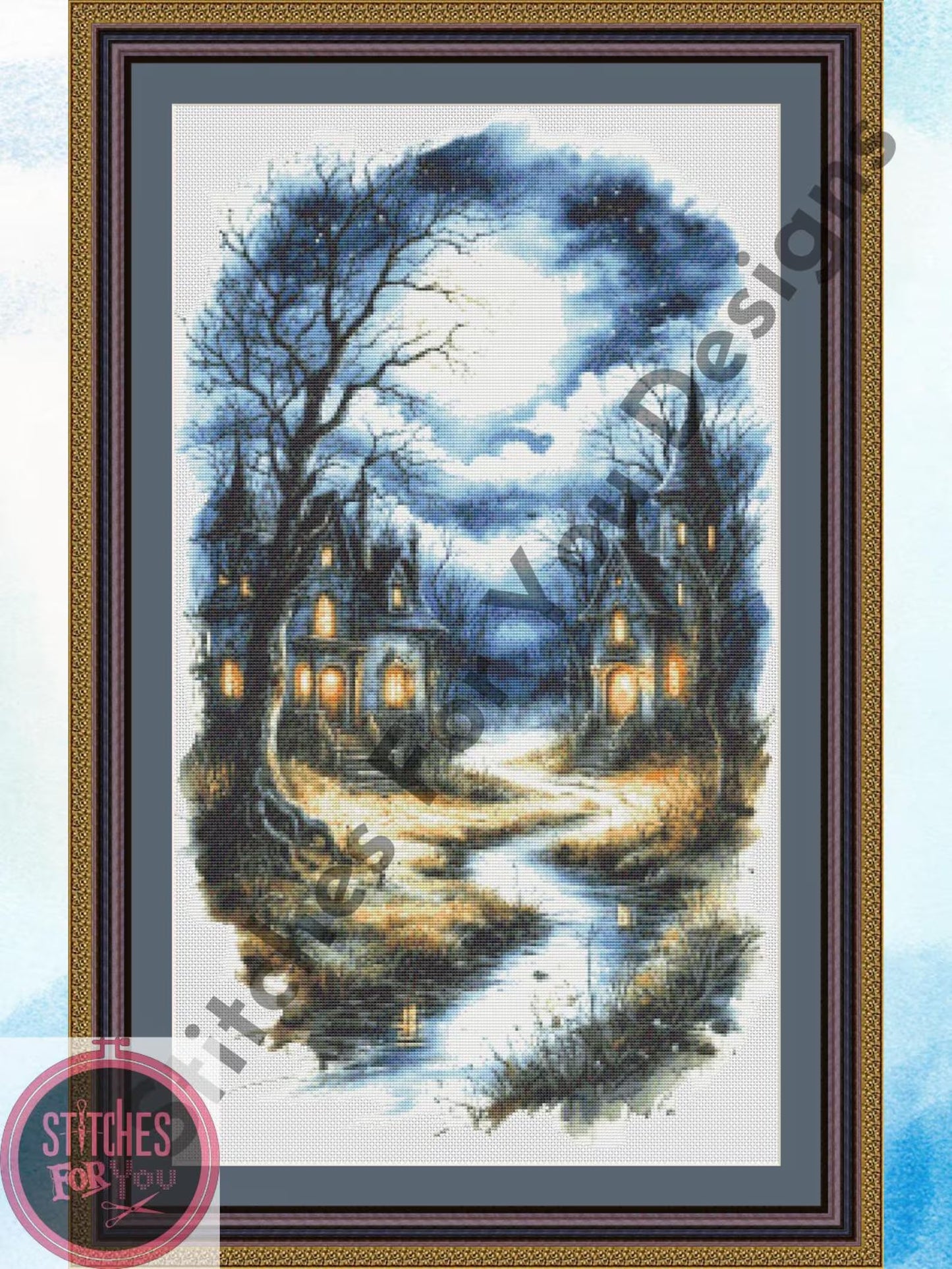 Haunted Haven- Counted Cross Stitch Patterns - Printable Chart PDF Format Needlework Embroidery Crafts DIY DMC color