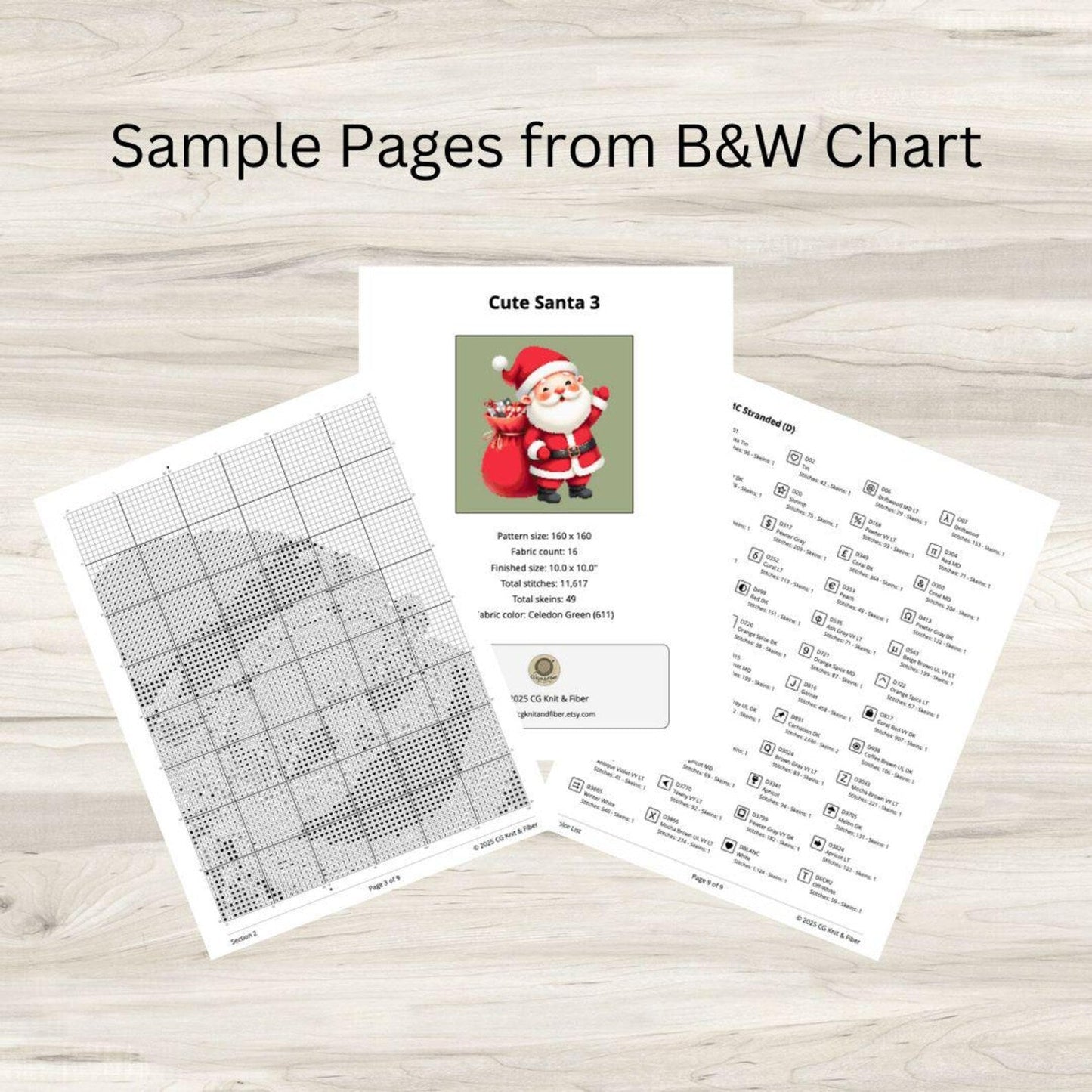Cross Stitch Pattern: Cute Christmas Santa with Gifts 3 - PDF Instant Download