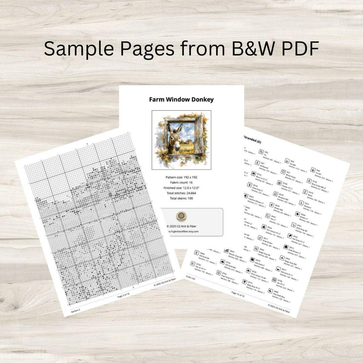 Cross Stitch Pattern: Farm Window Donkey - PDF Instant Download