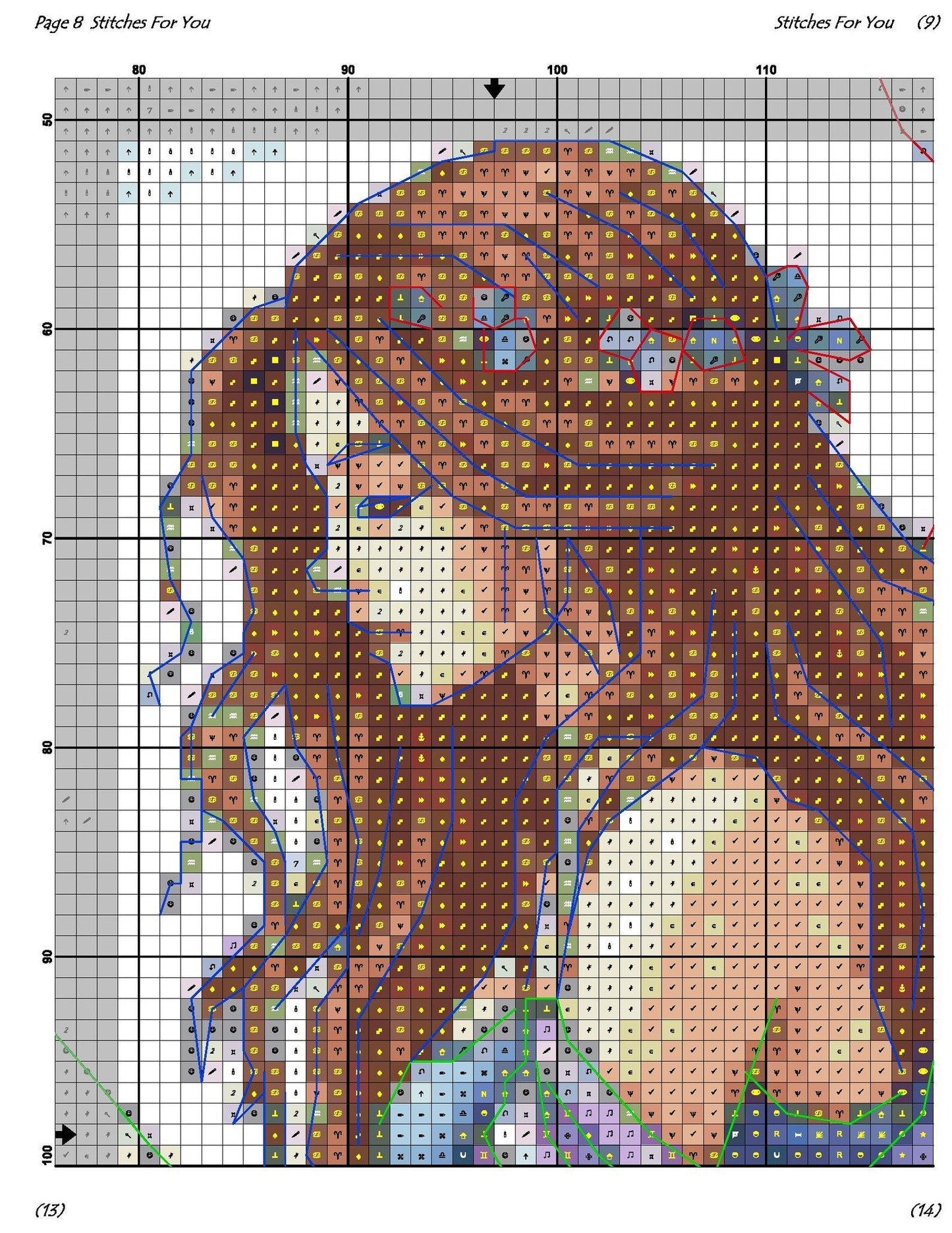 Twilight Blossoms - Cross Stitch Pattern - Printable Chart PDF Format Needlework Embroidery Crafts DIY DMC color