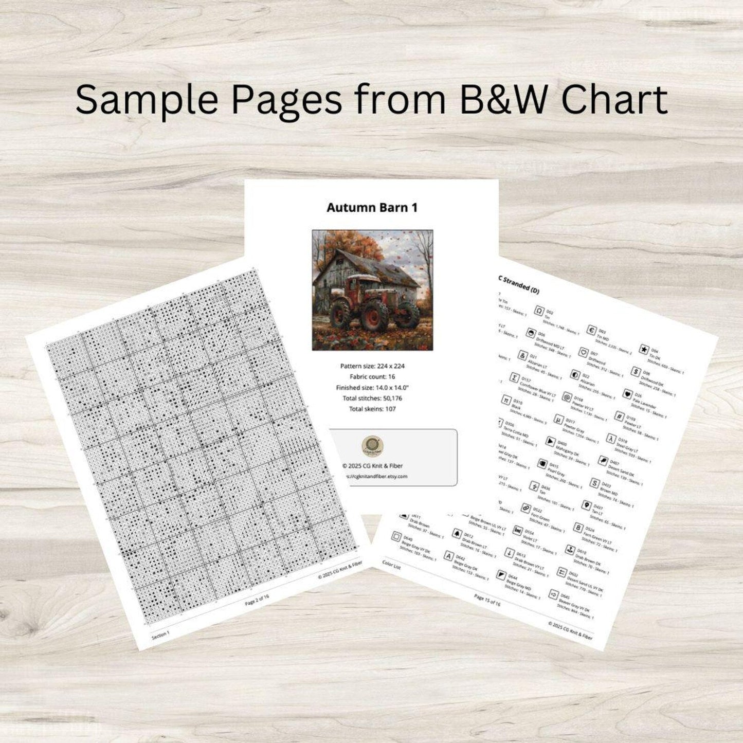 Cross Stitch Pattern: Autumn Barn and Tractor Motif 1 - PDF Instant Download