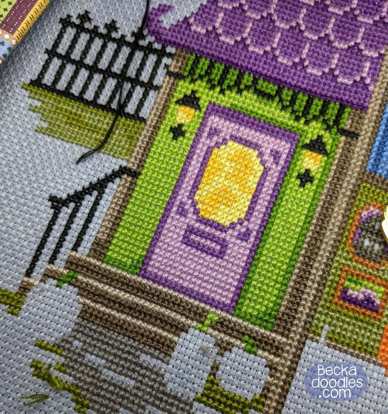 Haunted House Cross Stitch Pattern, Halloween Home Decor (Printable/Digital Pattern) Instant Download