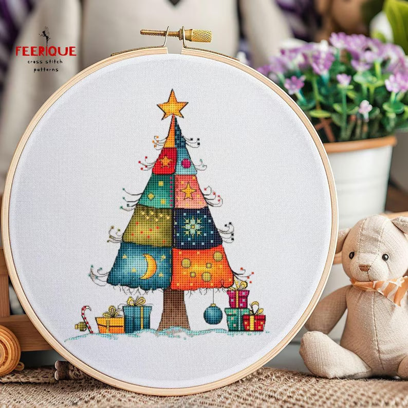 Set of 3 Humorous Christmas Cross Stitch Patterns - Santa, Reindeer, & Christmas Tree, Funny Grandfather Frost, Reindeer, Digital PDF Chart
