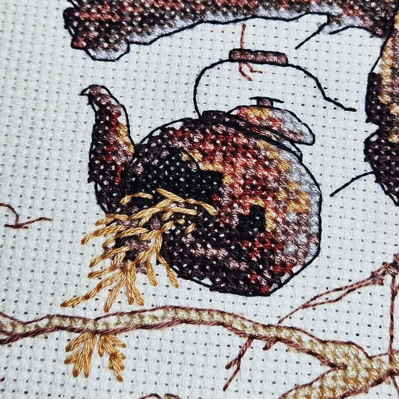 Cross Stitch Pattern Too Tired (Too pooped), Instant Download PDF + XSD Saga, Animal Design, Sleeping cat on a branch, Instant Download Instant Download