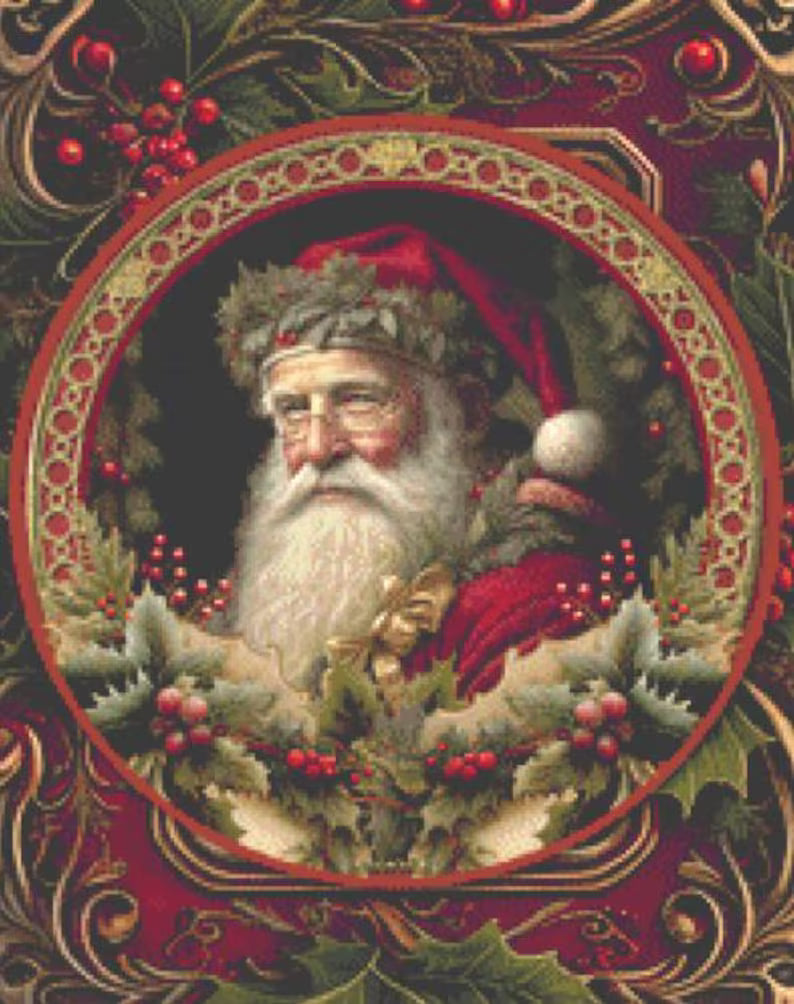 Victorian Santa (Small) counted cross stitch pattern by Ivy Cottage Home (Digital Format)