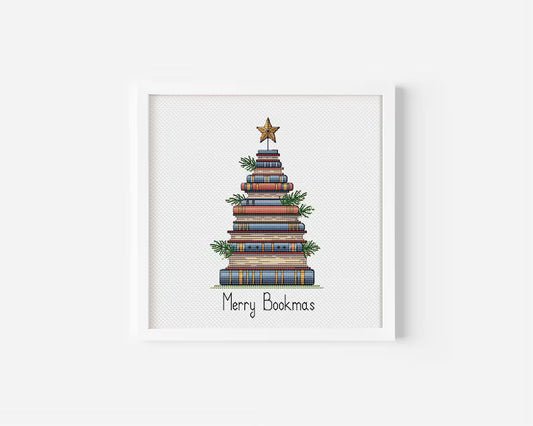 Christmas Tree of Books Cross Stitch Pattern PDF Instant Download Digital File Embroidery