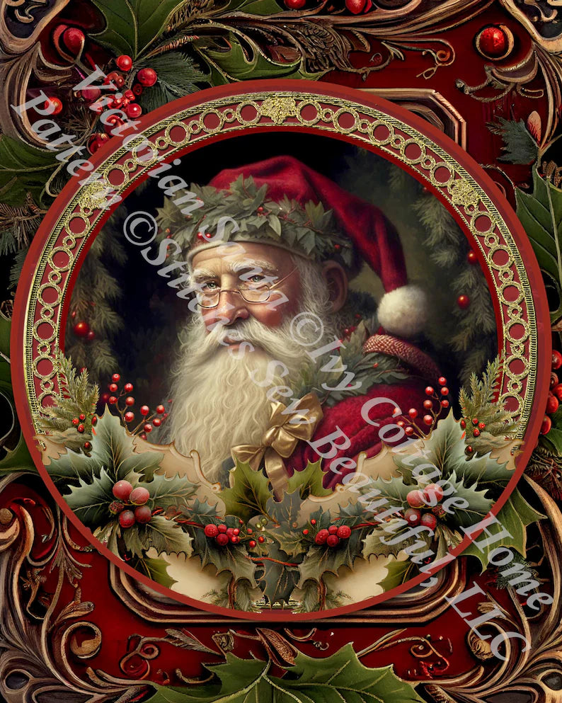 Victorian Santa (Small) counted cross stitch pattern by Ivy Cottage Home (Digital Format)
