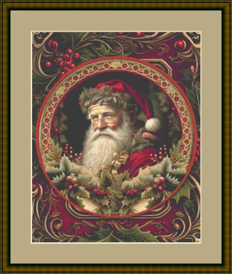 Victorian Santa (Small) counted cross stitch pattern by Ivy Cottage Home (Digital Format)