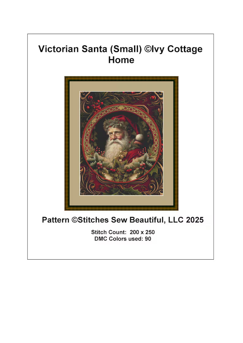 Victorian Santa (Small) counted cross stitch pattern by Ivy Cottage Home (Digital Format)