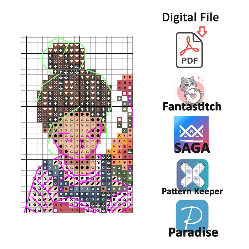 Set of Two Book Lover Bookmark Cross Stitch Pattern, PDF Download