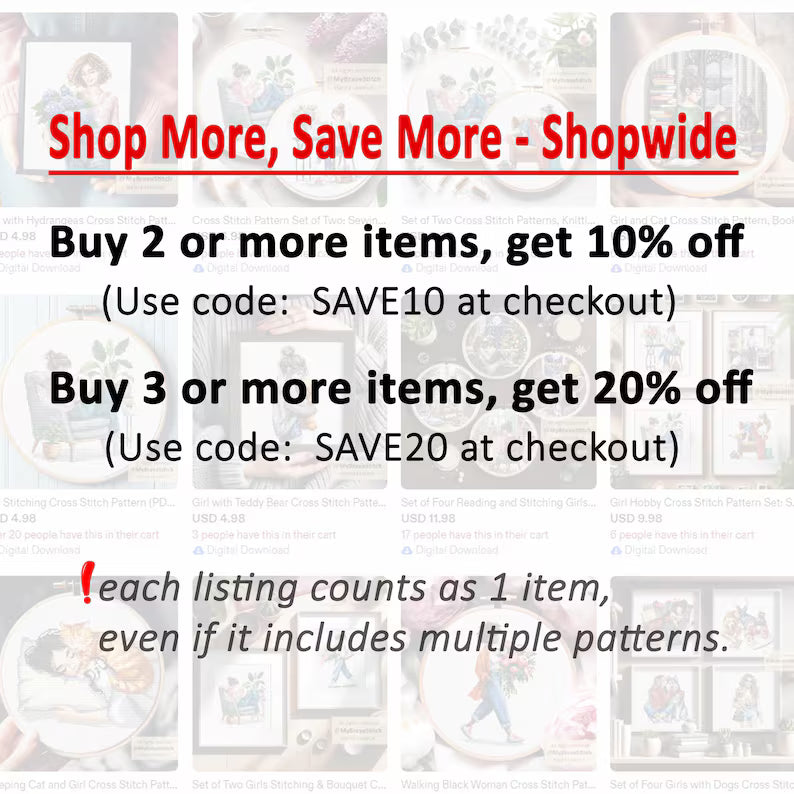Girl Stitching Cross Stitch Pattern (PDF Digital Download)