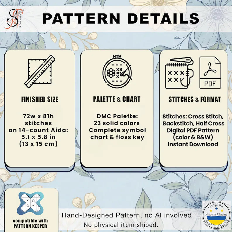 Bee Cross Stitch Pattern PDF Bumblebee Watering Spring Garden Instant Download Digital File