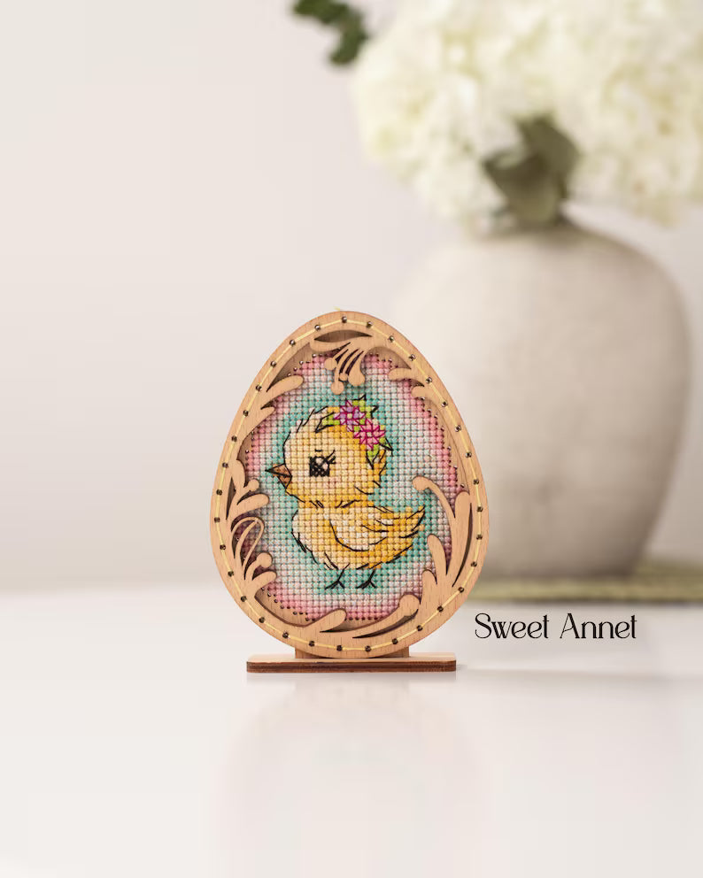 Cross stitch KIT: Easter Eggs, Spring, Flowers, Gnome, Rabbit, Chicken, Plastic canvas, Small, Needlework, Cute, Modern, Cards, Craft, DIY
