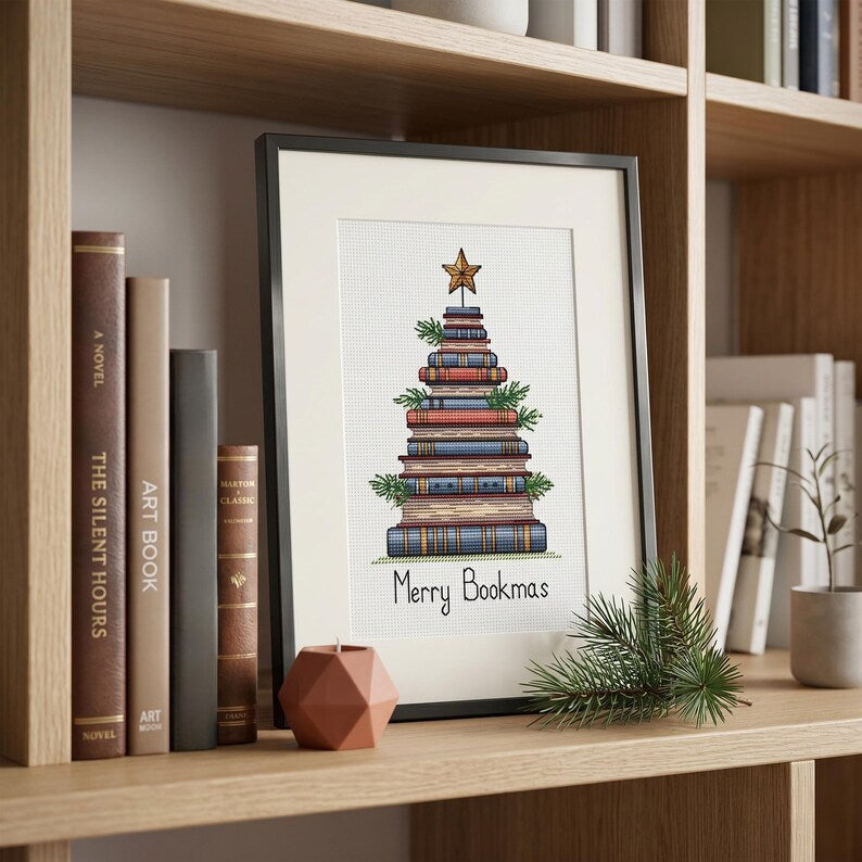 Christmas Tree of Books Cross Stitch Pattern PDF Instant Download Digital File Embroidery