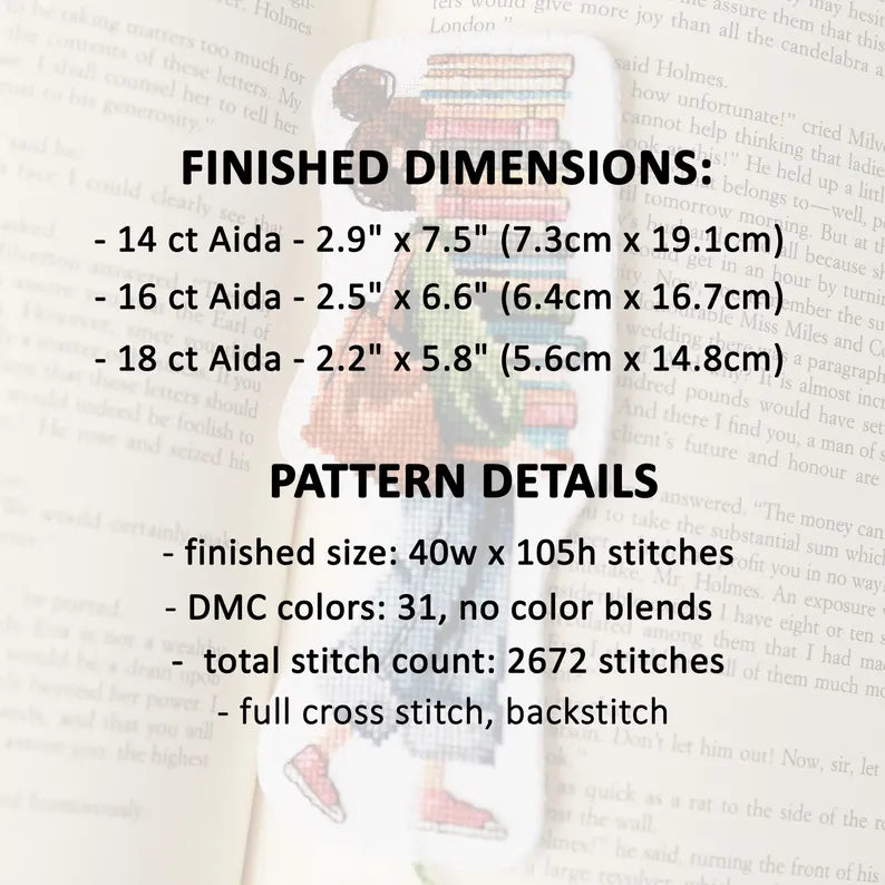 Set of Two Book Lover Bookmark Cross Stitch Pattern, PDF Download