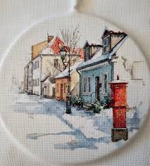 Snowy Town Cross Stitch Pattern PDF Instant Download